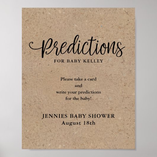 Rustikale Kraft Script Predication Card Display Poster (Vorne)