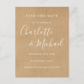 Rustikale Kraft-Signatur-Hochzeit Speichern Sie di Postkarte (Vorderseite)