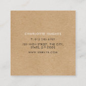 Rustikale Kraft-Signatur Quadratische Visitenkarte (Rückseite)