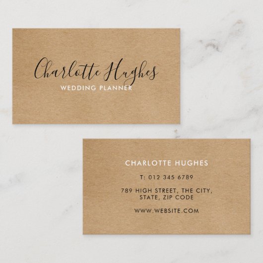 Rustikale Kraft-Signatur Visitenkarte (Vorne/Hinten)