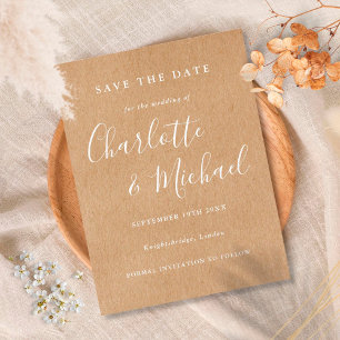 Rustikale Kraft Signature Hochzeit Save the Date K Postkarte