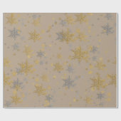 Rustikale Kraft Silver & Gold Schneeflocken Geschenkpapier (Flach)