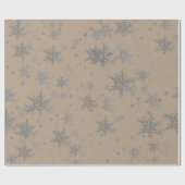 Rustikale Kraft Silver Snowflakes Geschenkpapier (Flach)