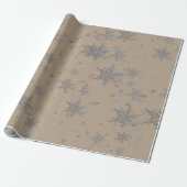 Rustikale Kraft Silver Snowflakes Geschenkpapier (Ungerollt)