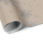 Rustikale Kraft Silver Snowflakes Geschenkpapier (Rolleneckpunkt)