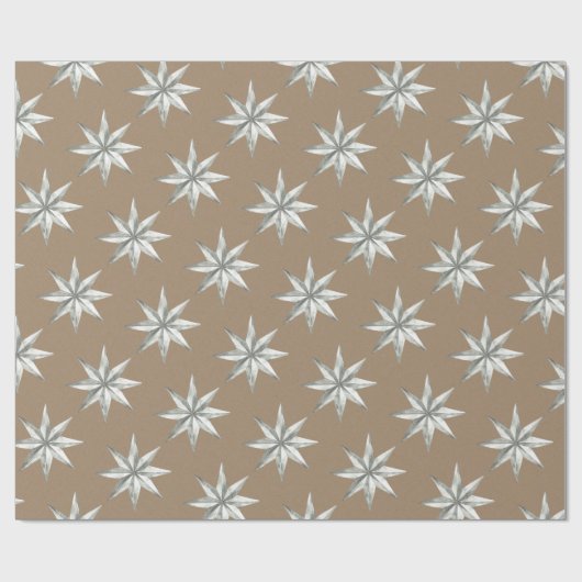 Rustikale Kraft Silver Vintag Star Geschenkpapier (Flach)