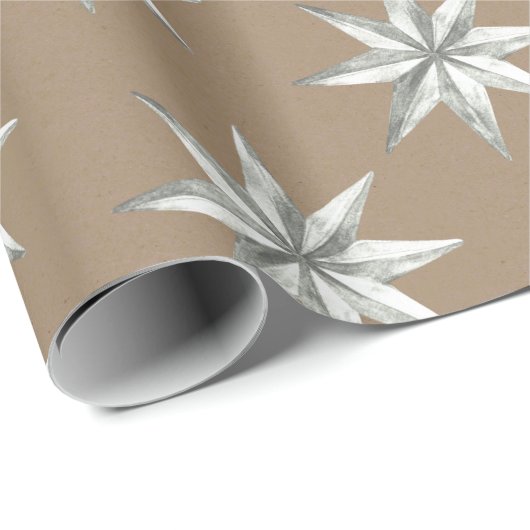 Rustikale Kraft Silver Vintag Star Geschenkpapier (Rolleneckpunkt)