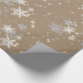 Rustikale Kraft Silver & White Schneeflocken Geschenkpapier (Ecke)