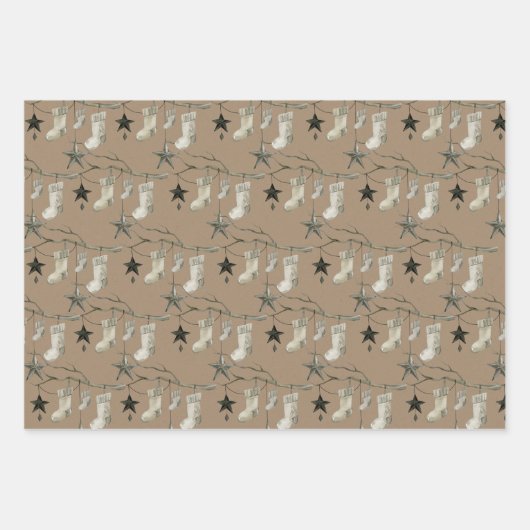 Rustikale Kraft-Skandinavien, die String-Ornamente Geschenkpapier Set (Vorderseite 2)