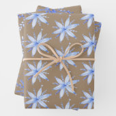 Rustikale Kraft Skandinavier Blaue Schneeflocken Geschenkpapier Set (Beispiel)