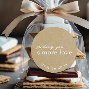 Rustikale Kraft S'more-Liebe Hochzeits-S'mores-Ges Runder Aufkleber