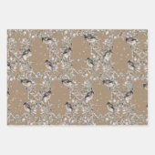Rustikale Kraft Snowy Winter Birds Nesting Geschenkpapier Set (Vorderseite 3)