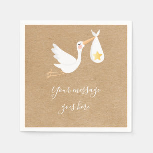 Rustikale Kraft-Speziallieferung Storch Baby-Party Serviette