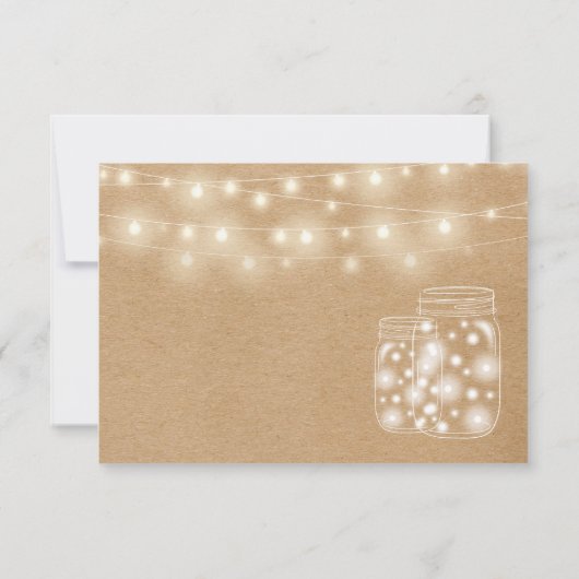 Rustikale Kraft String Lights Mason Jars RSVP Card (Rückseite)