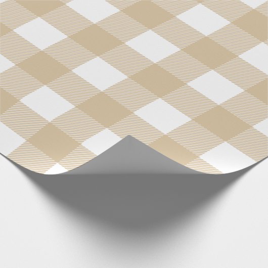 Rustikale Kraft Tan und White Buffalo Karierte Wei Geschenkpapier (Ecke)