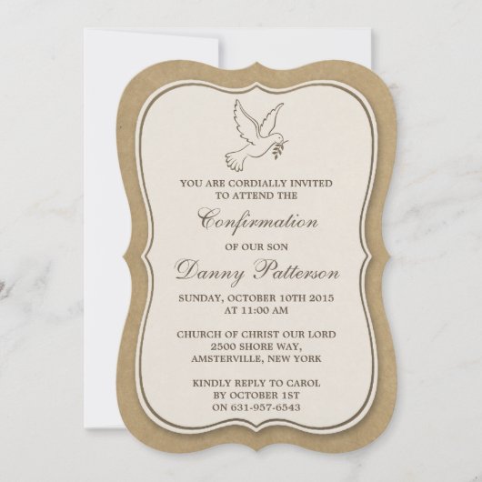 Rustikale Kraft taucht heilige Kommunion oder Best Einladung (Vorderseite)