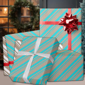 Rustikale Kraft Türkis Aqua Blue Stripes Holiday Geschenkpapier