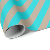 Rustikale Kraft Türkis Blauer Streifen Urlaub Geschenkpapier (Rolleneckpunkt)