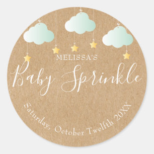 Rustikale Kraft Twinkle Sprinkle Babyparty Runder Aufkleber