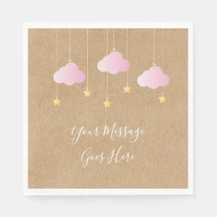 Rustikale Kraft Twinkle Twinkle Baby Shower Pink Serviette