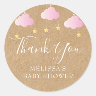 Rustikale Kraft Twinkle Twinkle Babyparty Pink Runder Aufkleber
