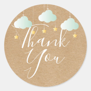 Rustikale Kraft Twinkle Twinkle Danke Baby Shower Runder Aufkleber