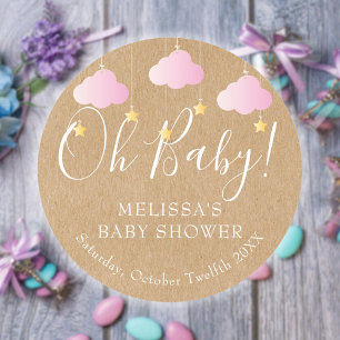 Rustikale Kraft Twinkle Twinkle Oh Baby Baby-Party Runder Aufkleber