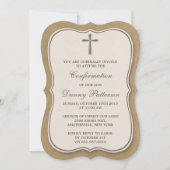 Rustikale Kraft überquert heilige Kommunion oder B Einladung (Vorderseite)