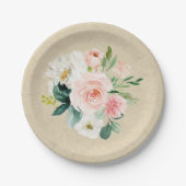 Rustikale Kraft und Rosa Wasserfarbe Niedlich Pappteller (Vorderseite)