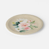 Rustikale Kraft und Rosa Wasserfarbe Niedlich Pappteller (Schrägansicht)