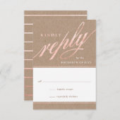 Rustikale Kraft- und Rose-Gold-Script-Antwortkarte RSVP Karte (Vorne/Hinten)