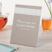 Rustikale Kraft- und Vintag-White-Lace-Hochzeit Sockelschild (In Situ)