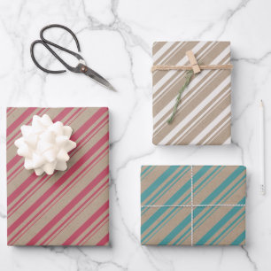 Rustikale Kraft Vintag-Rot-Aquamarin-Süßigkeiten S Geschenkpapier Set