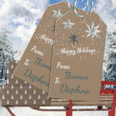 Rustikale Kraft Vintag-Star-Ornamente Schneefall Geschenkanhänger