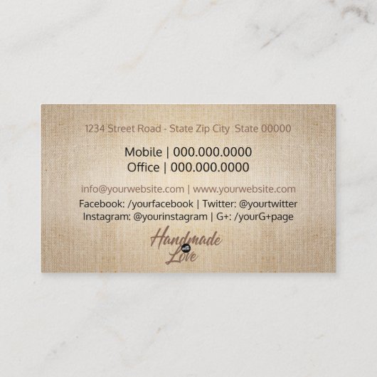 Rustikale Kraft Visitenkarte (Rückseite)