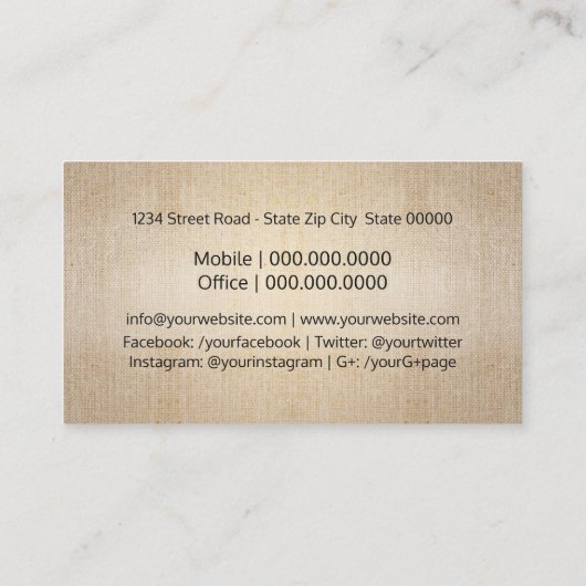 Rustikale Kraft Visitenkarte (Rückseite)