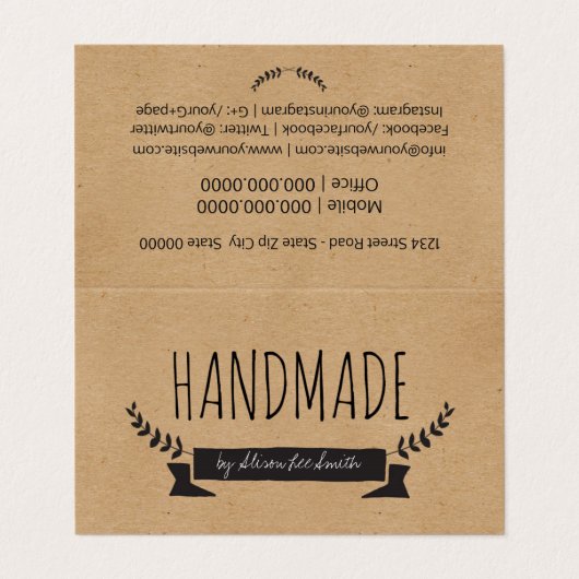 Rustikale Kraft Visitenkarten (Außenseite Aufgefaltet)