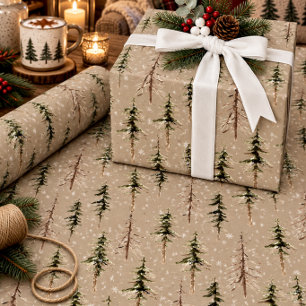 Rustikale Kraft-Wald-Licht-Spruce-Bäume Geschenkpapier