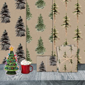 Rustikale Kraft-Wald Pine Spruce Trees Geschenkpapier Set
