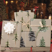 Rustikale Kraft-Wald Pine Spruce Trees Geschenkpapier Set