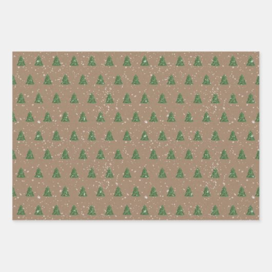 Rustikale Kraft, Wald-Weihnachtsbaumen Geschenkpapier Set (Vorderseite 3)