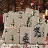 Rustikale Kraft-Waldkiefer und Spruce Bäume passen Geschenkpapier Set