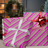 Rustikale Kraft Warme rosa Streifen Urlaub Geschenkpapier