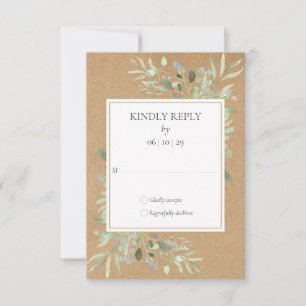 Rustikale Kraft-Wasserfarbe-Grün-RSVP RSVP Karte