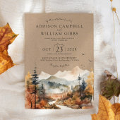 Rustikale Kraft-Wasserfarbe Herbstbaum-Berg-Hochze Save The Date