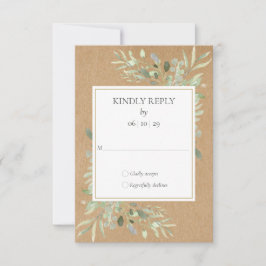 Rustikale Kraft Watercolor Greenery UAWG RSVP Karte
