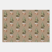 Rustikale Kraft Weihnachtsbaumen in einem Korb Geschenkpapier Set (Vorderseite 3)