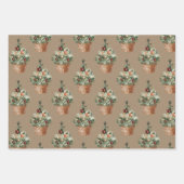 Rustikale Kraft Weihnachtsbaumen in einem Korb Geschenkpapier Set (Vorderseite)