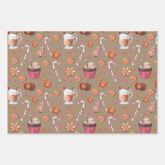 Rustikale Kraft Weihnachtsgebäck und Kekse Geschenkpapier Set (Vorderseite 3)