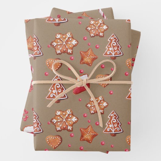 Rustikale Kraft Weihnachtsgebäck und Kekse Geschenkpapier Set (Beispiel)